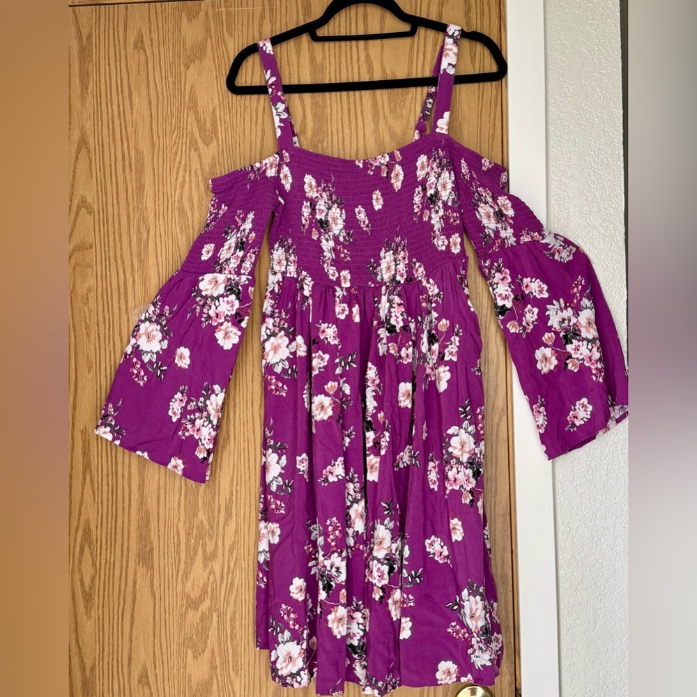 Torrid Purple Floral Off-Shoulder Dress